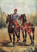 toulouse-lautrec, Reitknecht mit zwei Pferden